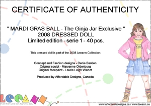 2008 - DRESSES DOLLS - LEEANN/LENEDA - MARDI GRAS BALL