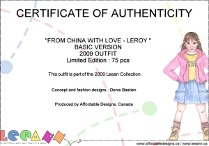 2009 - OUTFITS - LEROY - FROM CHINA WITH LOVE